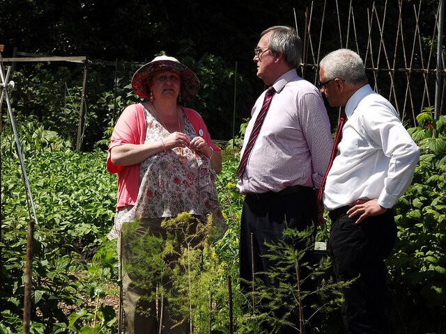 Roger with Cllr Martin Straker-Welds at the Billesley Lane Allotment Open Day